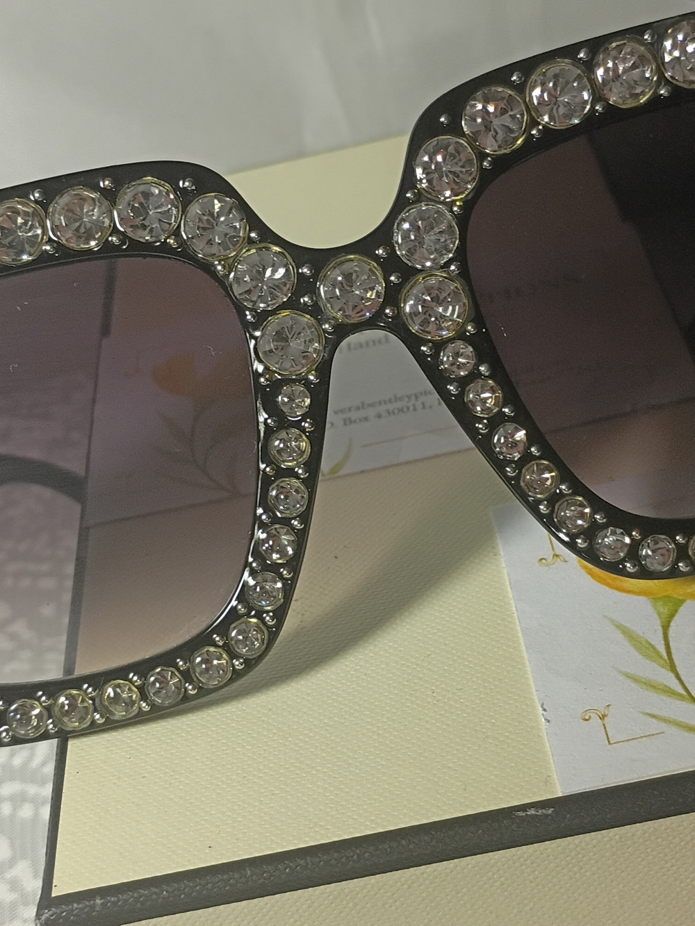 Black Crystal-Embellished Women’s Sunglasses